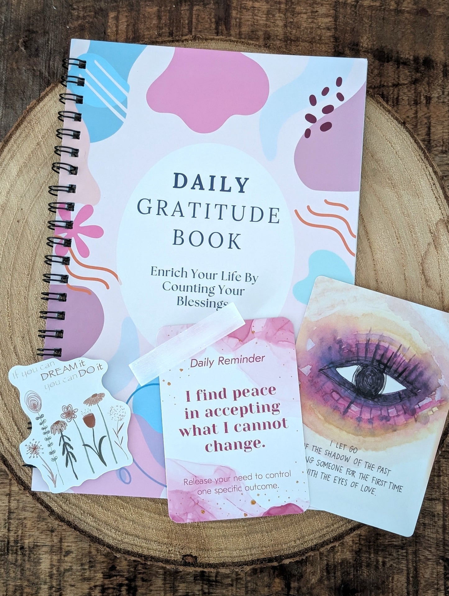 The Gratitude Ritual Set | Daily Journal, Reiki Selenite Bar & Affirmation Cards